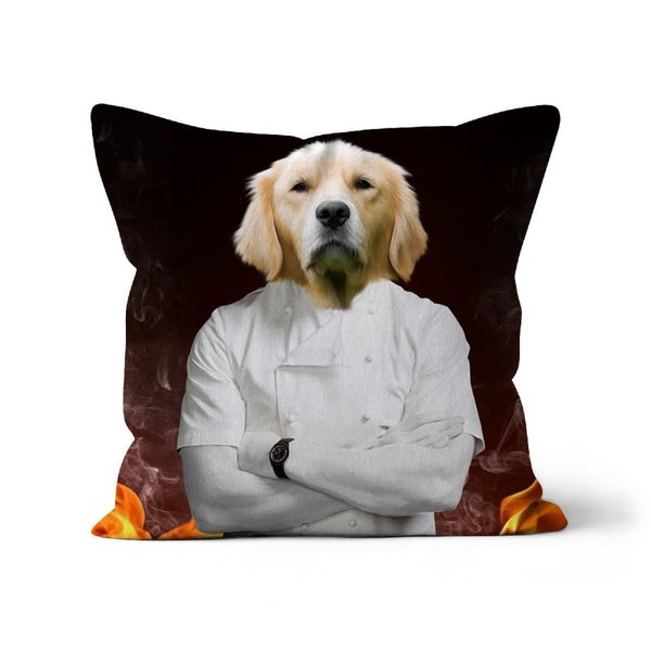 Fiery Celebrity Chef Custom Pet Pillow | Funny Pet Portrait | Paw & Glory