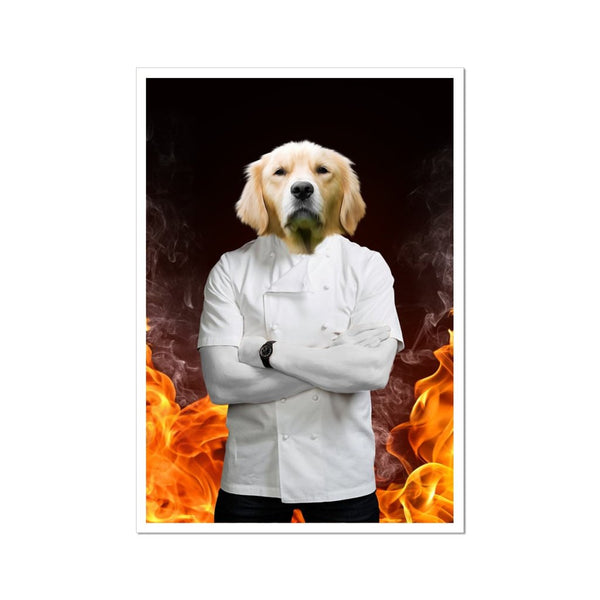 Fiery Celebrity Chef Custom Pet Poster | Pet Portrait Print | Paw & Glory