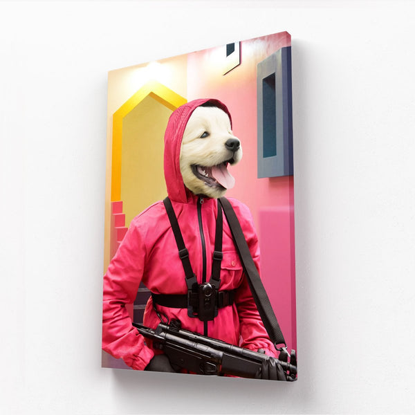 Masked Game Guard Custom Pet Canvas | Custom Pet Portrait Canvas | Paw & Glory