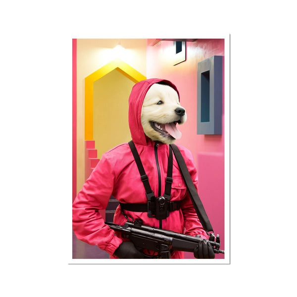 Masked Game Guard Custom Pet Poster | Custom Pet Portrait Print | Paw & Glory