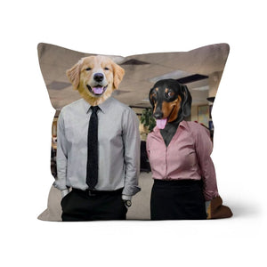 The Jim & Pam (The Office Inspired): Custom Pet Pillow - Paw & Glory - Dog Portraits - Pet Portraits