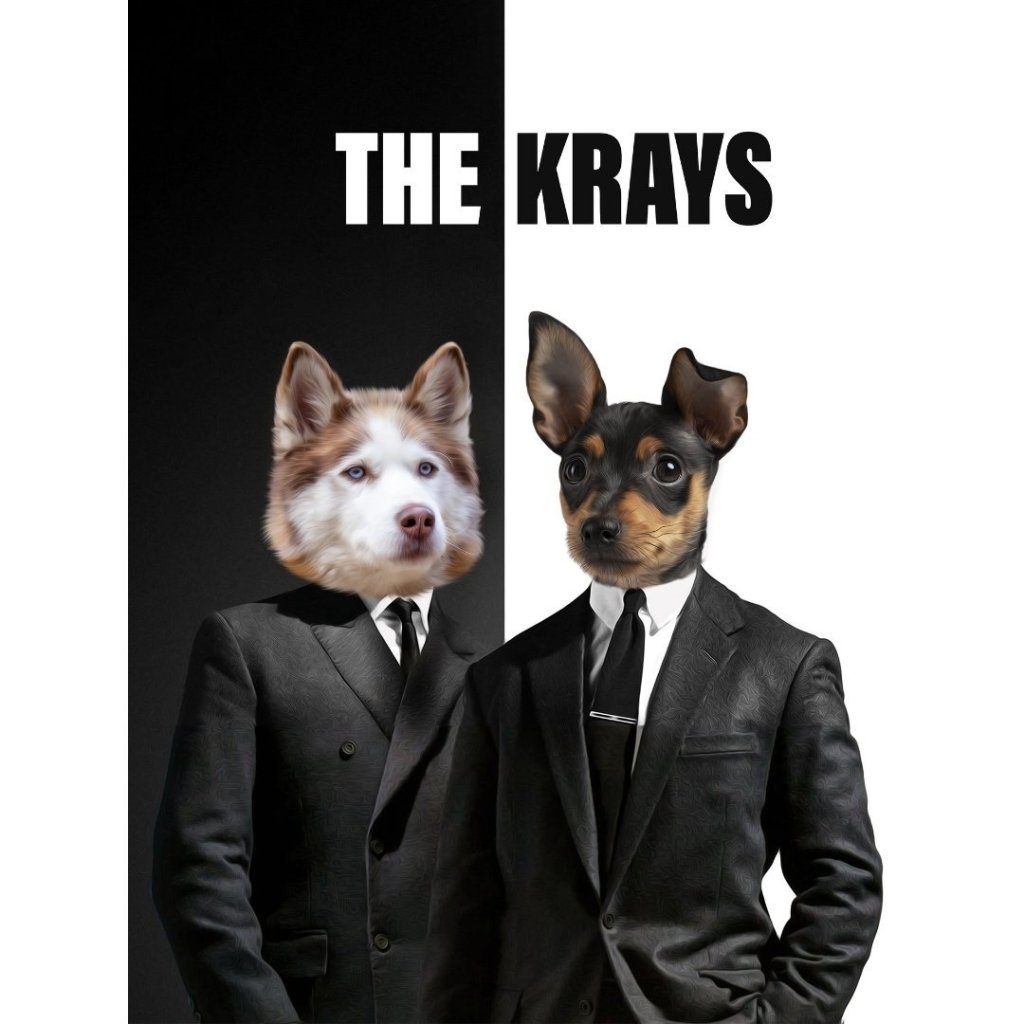 Vintage Gangster Twins Custom Digital Download Pet Portrait | Pet Portrait From Photo | Paw & Glory