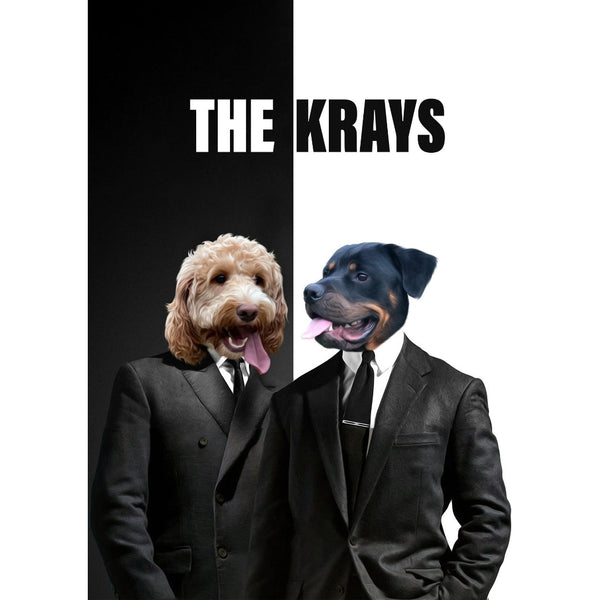 Vintage Gangster Twins Custom Digital Download Pet Portrait | Pet Portrait From Photo | Paw & Glory