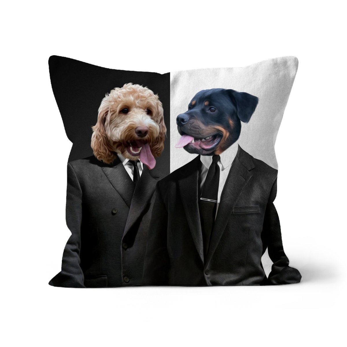 Vintage Gangster Twins Custom Pet Pillow | Funny Pet Portrait | Paw & Glory