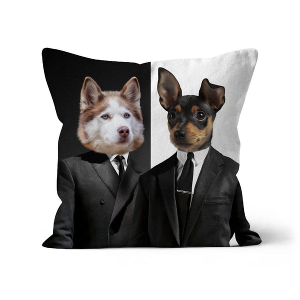 Vintage Gangster Twins Custom Pet Pillow | Funny Pet Portrait | Paw & Glory