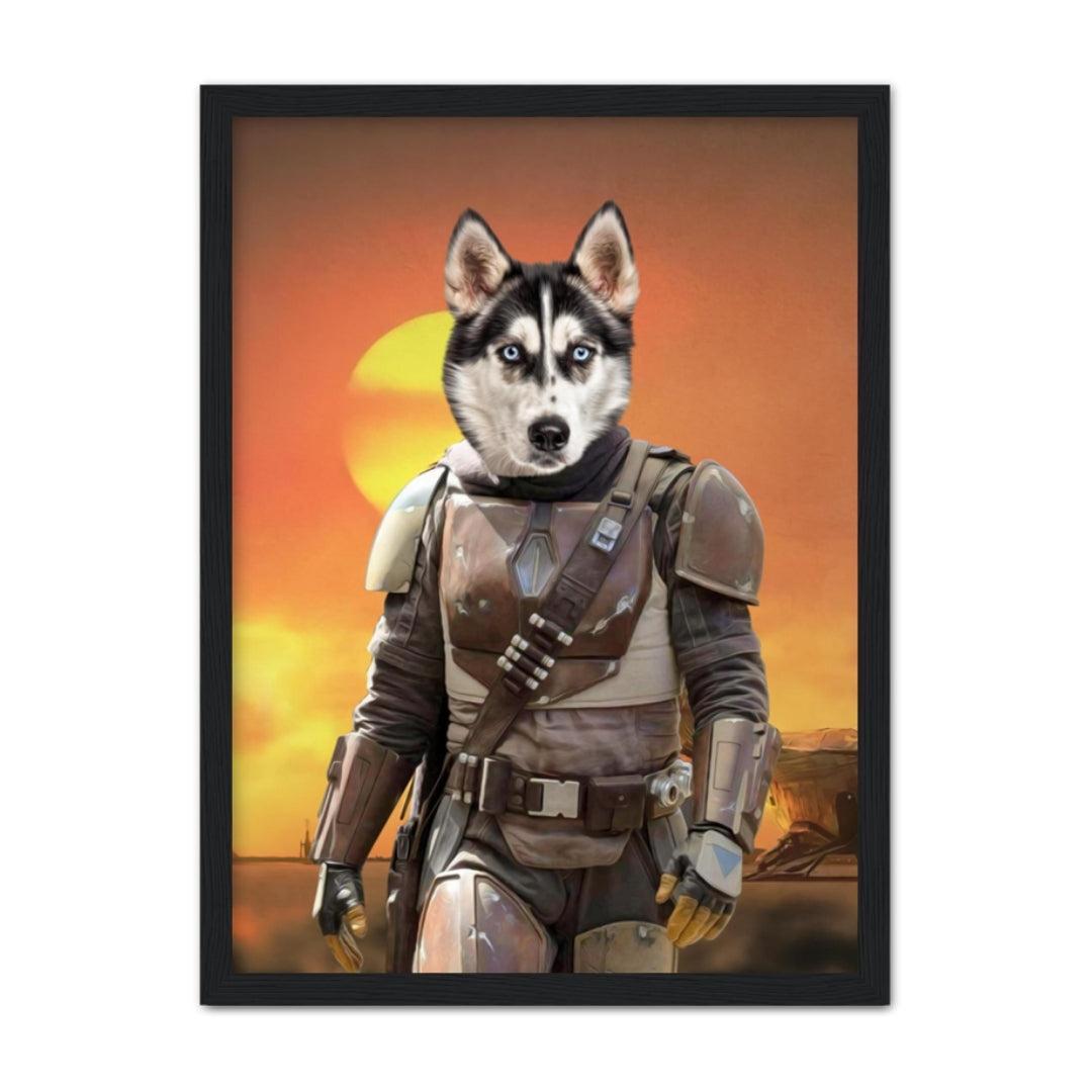 Armoured Bounty Hunter Custom Pet Portrait | Paw & Glory