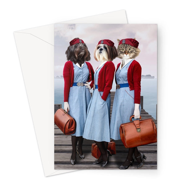 Vintage Midwives Custom Pet Greeting Card | Personalised Pet Gift | Paw & Glory