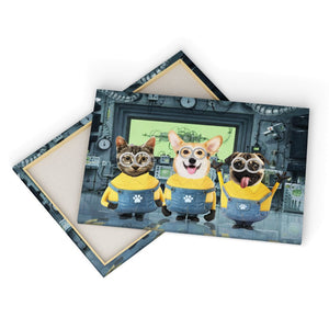 The Naughty Trio (Minions Inspired): Custom Pet Canvas - Paw & Glory - Dog Portraits - Pet Portraits