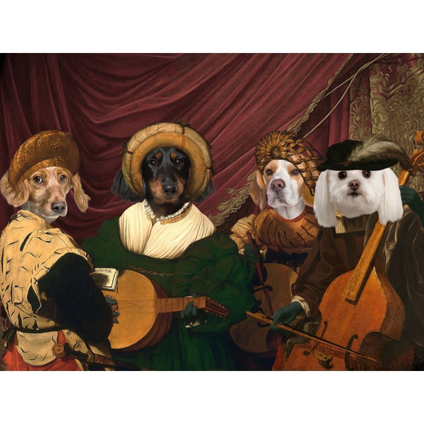 The Quartet: Custom Digital Pet Portrait | royal pet portrait | Paw & Glory