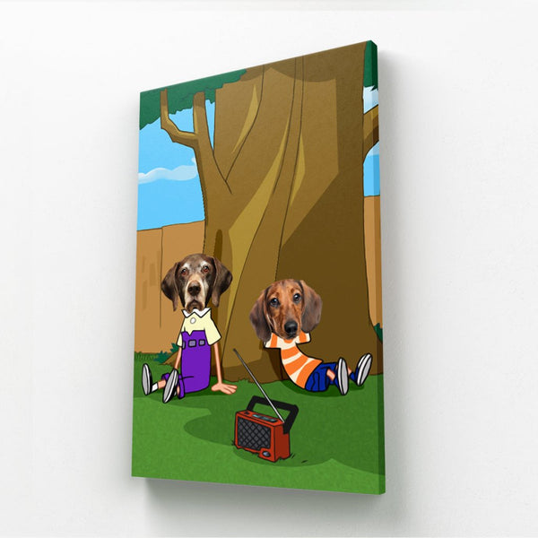 Cartoon Schemer Duo Custom Pet Canvas | Custom Pet Portrait Canvas | Paw & Glory