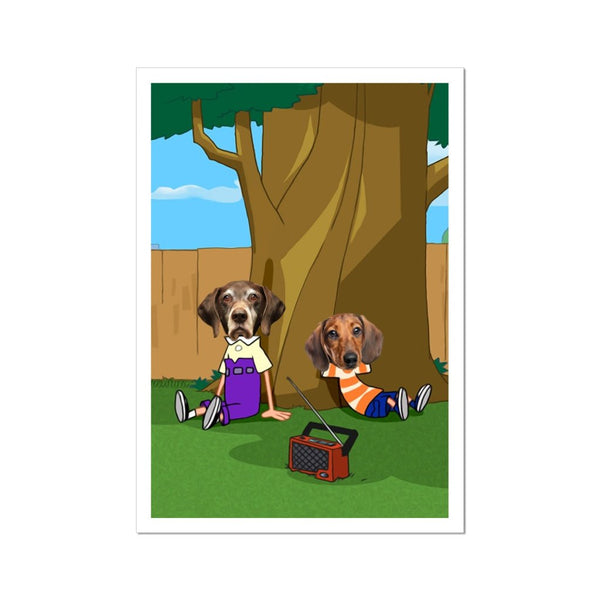 Cartoon Schemer Duo Custom Pet Poster | Custom Pet Portrait Print | Paw & Glory