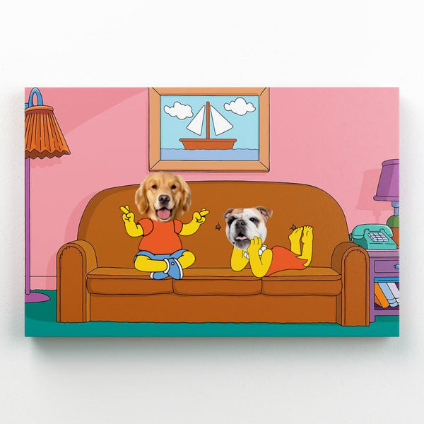 Yellow Cartoon Siblings Custom Pet Canvas | Custom Pet Canvas | Paw & Glory