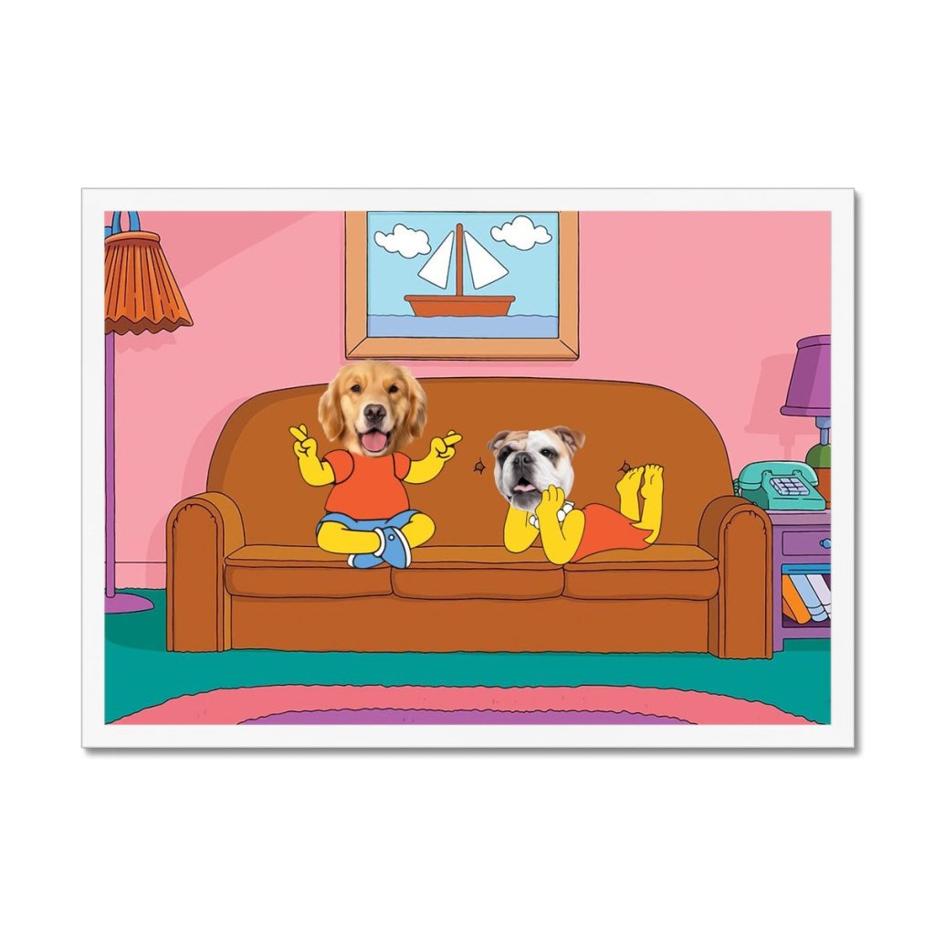 The Simpsons (Bart and Lisa): Custom Pet Portrait - Paw & Glory - Dog Portraits - Pet Portraits