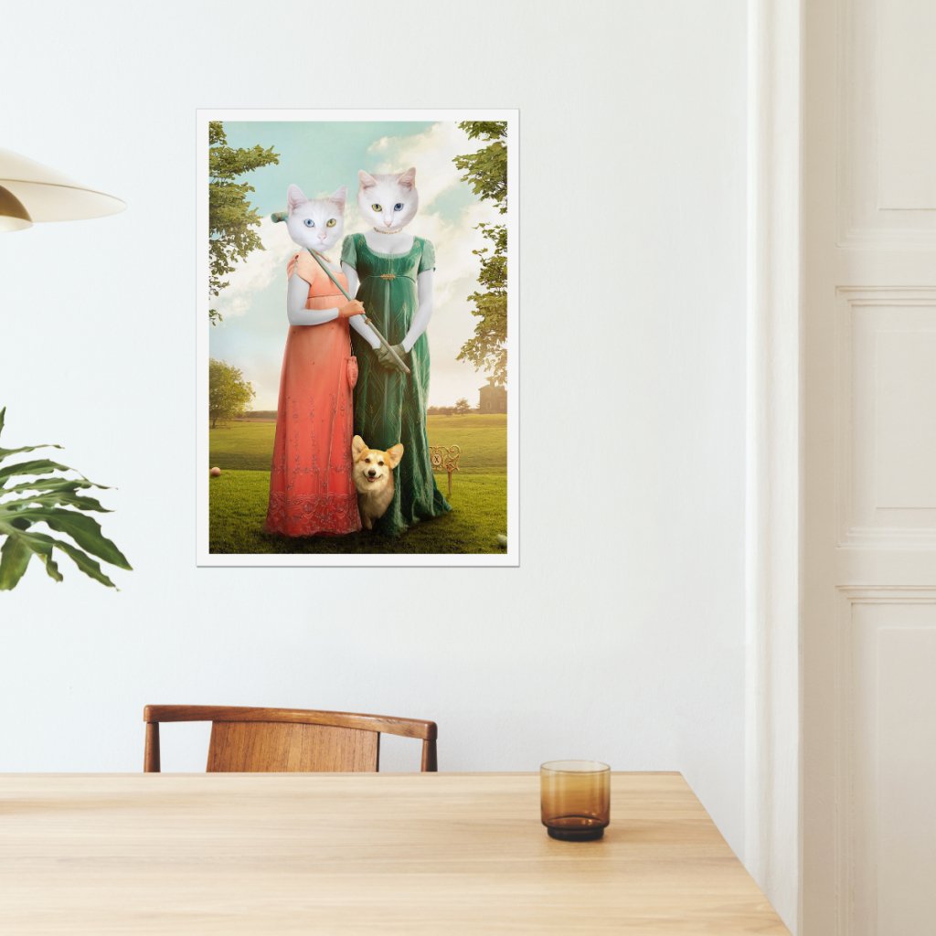 Regency Sisters Custom Pet Poster | Custom Pet Portrait Print | Paw & Glory