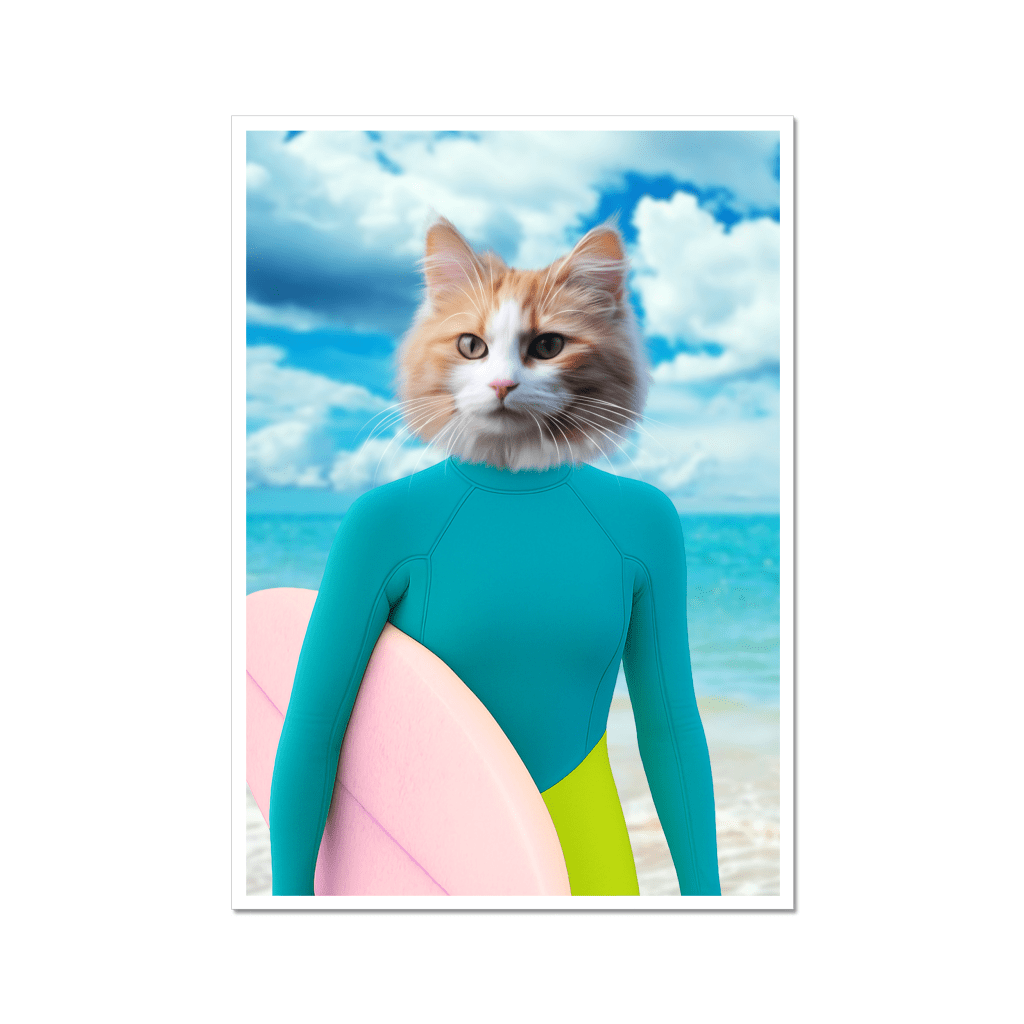 The Surfer Chick: Custom Pet Framed Portrait - Paw & Glory - Dog Portraits - Pet Portraits