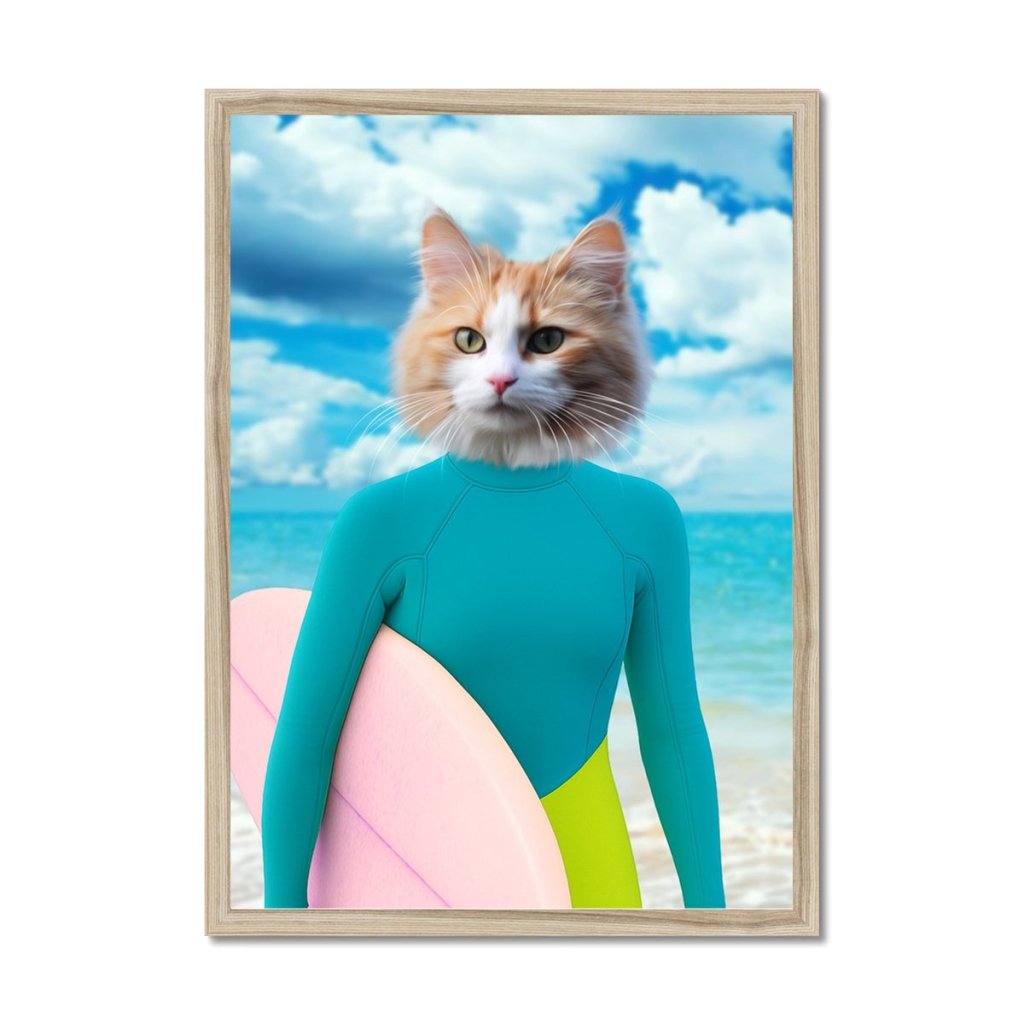 The Surfer Chick: Custom Pet Framed Portrait - Paw & Glory - Dog Portraits - Pet Portraits