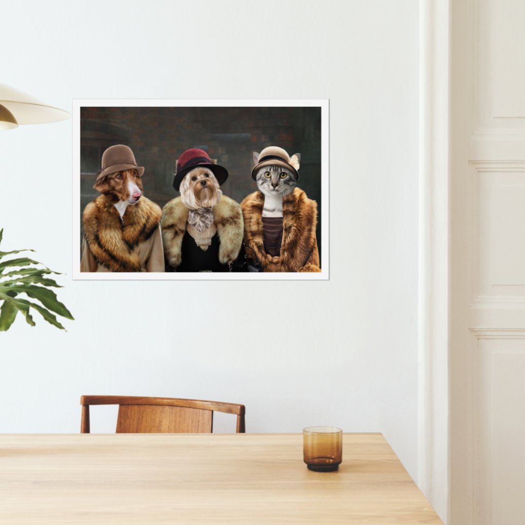 1920s Ladies Trio Custom Pet Poster | Custom Pet Portrait Print | Paw & Glory