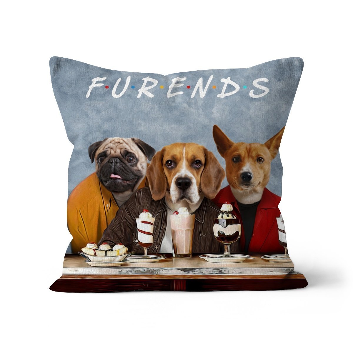 Three Close Friends Custom Pet Pillow | Funny Pet Portrait | Paw & Glory