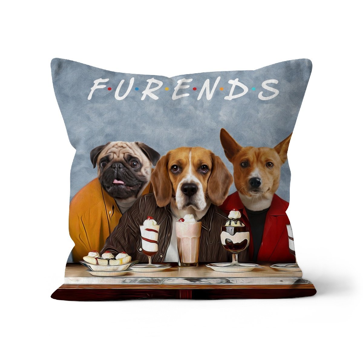 Three Close Friends Custom Pet Pillow | Funny Pet Portrait | Paw & Glory
