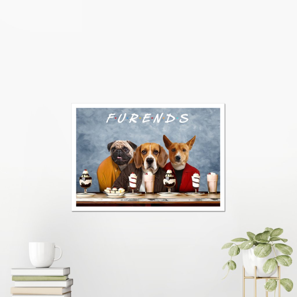 Three Close Friends Custom Pet Poster | Pet Portrait Print | Paw & Glory