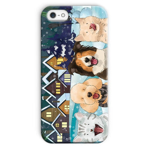 Watercolour: Custom Four Pet Phone Case - Paw & Glory - Dog Portraits - Pet Portraits