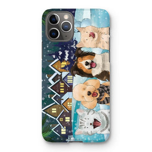 Watercolour: Custom Four Pet Phone Case - Paw & Glory - Dog Portraits - Pet Portraits
