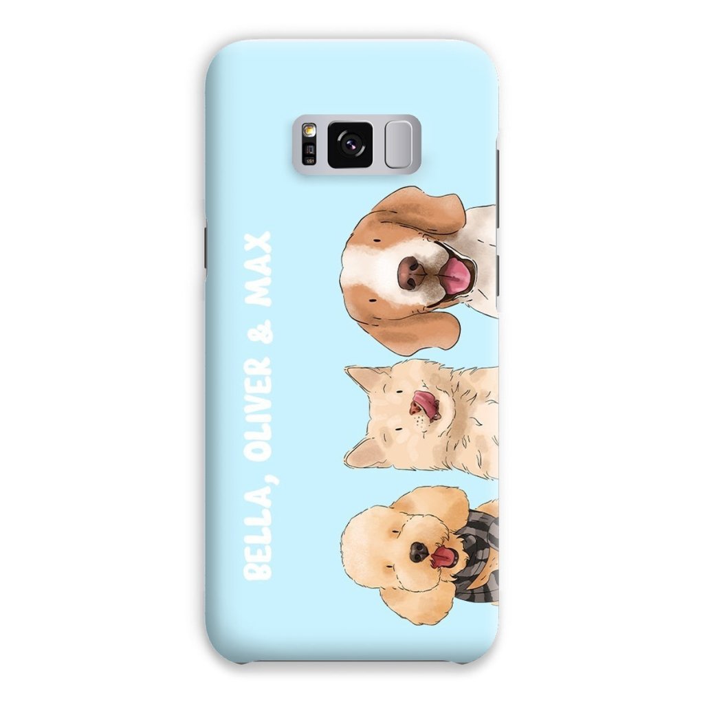 Watercolour: Custom Three Pet Phone Case - Paw & Glory - Dog Portraits - Pet Portraits
