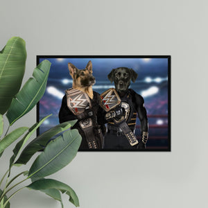WrestleMania Champs: Custom Pet Portrait - Paw & Glory - Dog Portraits - Pet Portraits