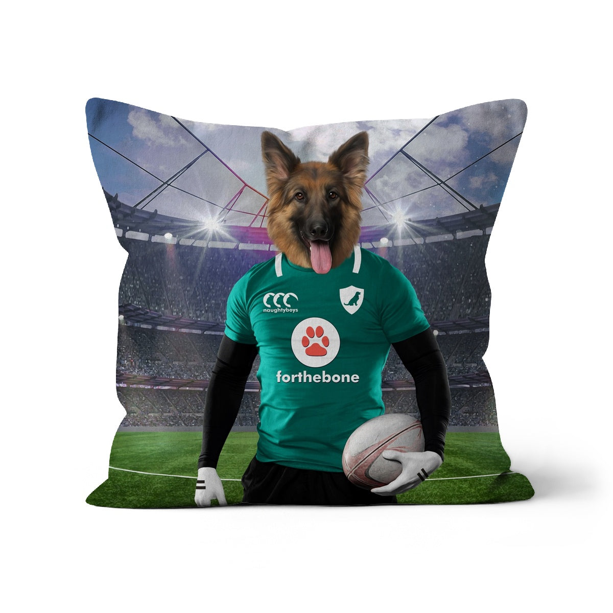 Ireland Rugby Team: Paw & Glory, paw and glory, pet pillow, pillow custom, Pet Portraits cushion, dog pillow custom, custom pet pillows, create your own pillow, customized throw pillows