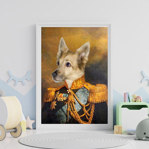 The Veteran: Custom Framed Pet Portrait - Paw & Glory, paw and glory, portrait with dog, dog into portrait, custom cat canvas, have your dog painted, websites like crown and paw, dog art from photo, pet portraits