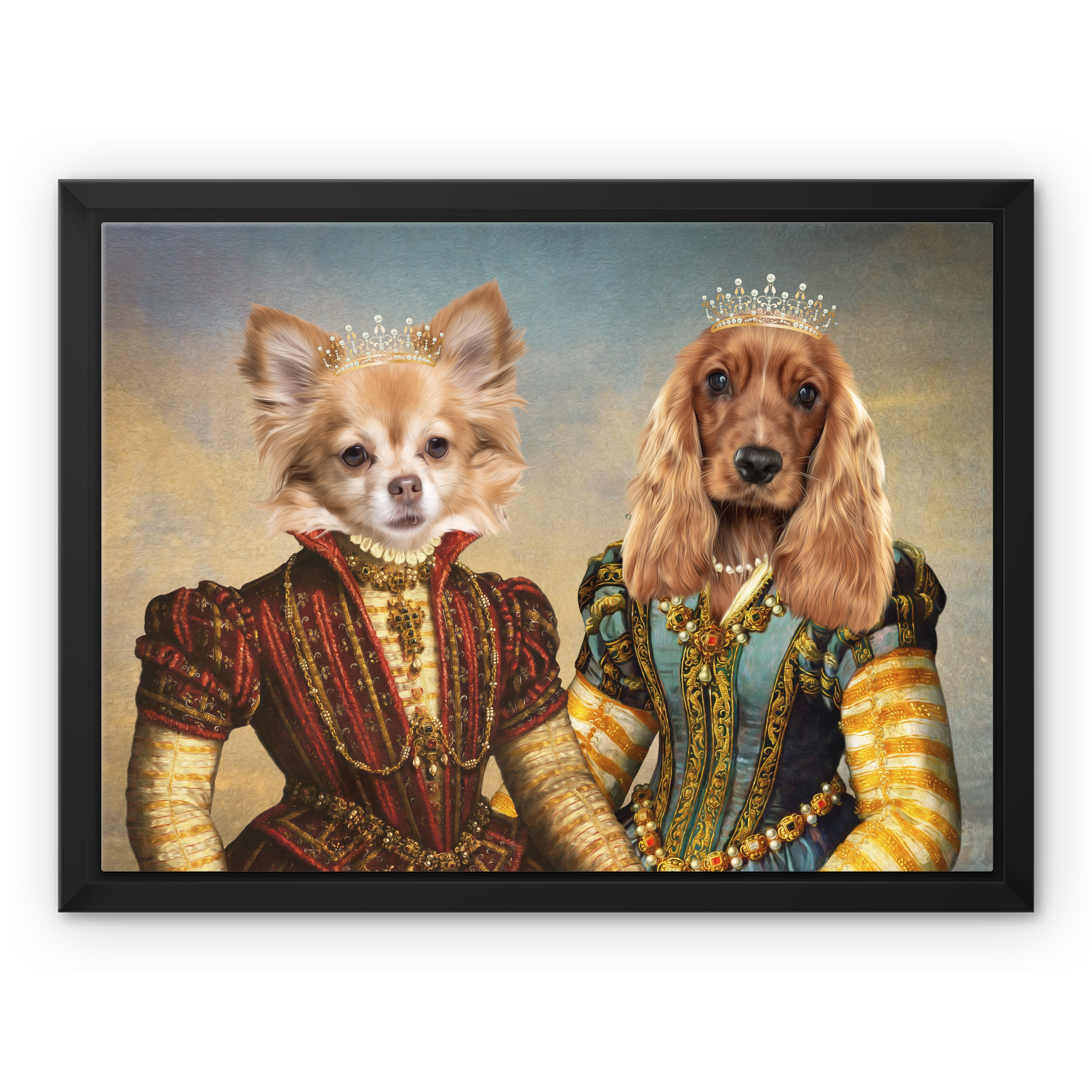 The Princesses: Custom Pet Canvas - Paw & Glory - #pet portraits# - #dog portraits# - #pet portraits uk#paw & glory, pet portraits canvas,dog pictures on canvas, dog wall art canvas, pet photo canvas, personalized dog and owner canvas uk, the pet canvas