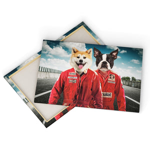 The Race Car Drivers: Custom Pet Canvas - Paw & Glory - #pet portraits# - #dog portraits# - #pet portraits uk#paw and glory, pet portraits canvas,canvas of your dog, dog canvas art, dog portrait canvas, personalized dog canvas, custom pet canvas