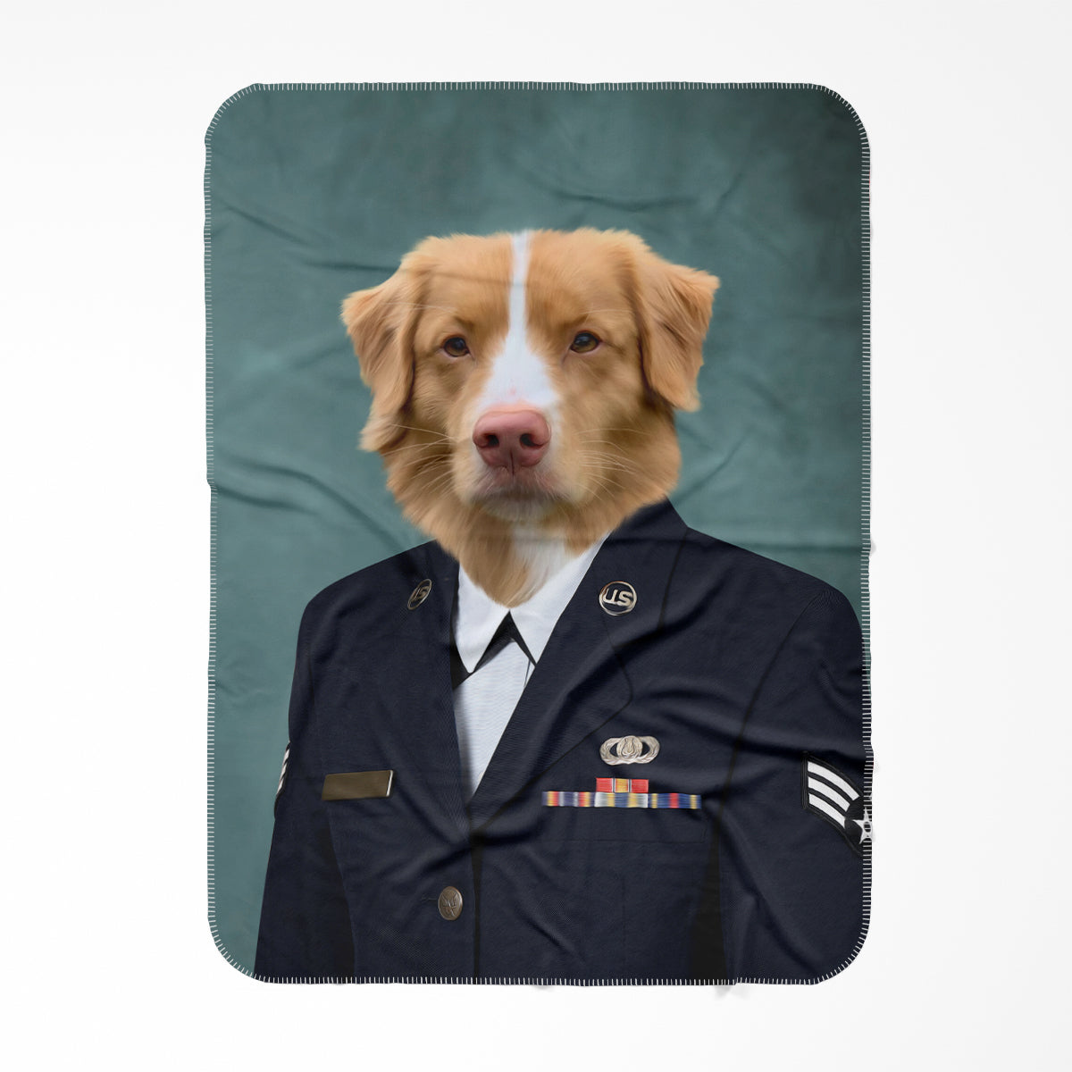 The US Female Navy Officer Paw & Glory, paw and glory, blanket with pets face, personalised blankets for dogs, dog printed blanket, custom pet photo blanket, custom pet blanket, paw blanket, Pet Portrait blanket,