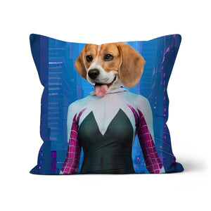 Spider Girl, Paw & Glory, pawandglory, dog pillow custom, pillow that looks like your dog, pet picture on pillow, pillow custom, throw pillow personalized, create your own pillow, Pet Portrait cushion,