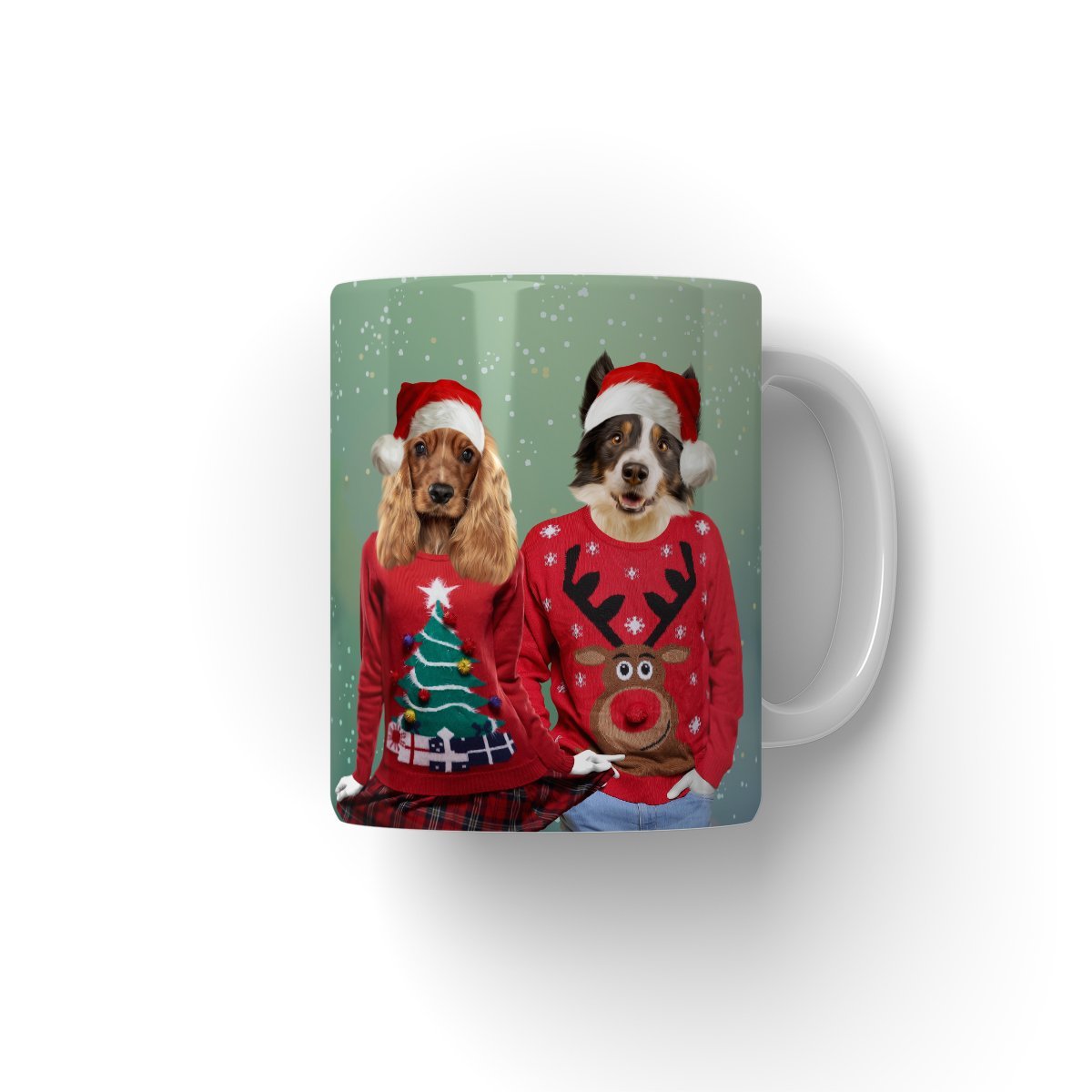 Christmas Jumper Duo: Custom Pet Mug - Paw & Glory - #pet portraits# - #dog portraits# - #pet portraits uk#paw and glory, custom pet portrait Mug,mug with dogs face on it, dog picture mug, dog coffee mugs personalized, put your pet on a mug, personalized pet coffee mugs
