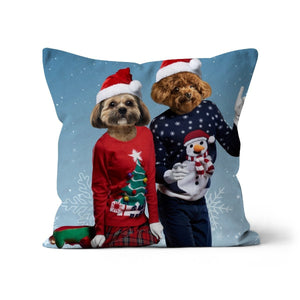 Christmas Lovers: Custom Pet Cushion - Paw & Glory - #pet portraits# - #dog portraits# - #pet portraits uk#paw & glory, pet portraits pillow,personalised cat pillow, dog shaped pillows, custom pillow cover, pillows with dogs picture, my pet pillow