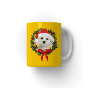 Christmas Wreath: Minimalist Custom Pet Mug - Paw & Glory - #pet portraits# - #dog portraits# - #pet portraits uk#