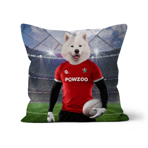 Wales Rugby Team: Paw & Glory, pawandglory, Pet Portrait cushion, dog personalized pillow, pillows with dogs picture, custom printed pillows, my pet pillow, customized throw pillows, photo dog pillows