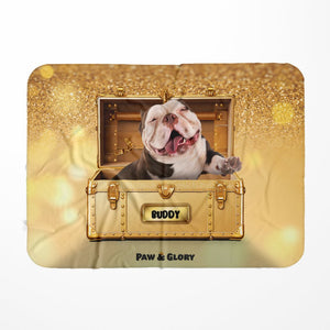 Glamour in Gold Luxury Trunk: Custom Pet Blanket - Paw & Glory - #pet portraits# - #dog portraits# - #pet portraits uk#