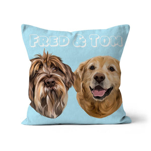 Modern: Custom Two Pet Throw Pillow - Paw & Glory - #pet portraits# - #dog portraits# - #pet portraits uk#pawandglory, pet art pillow,dog pillows personalized, pet face pillows, dog photo on pillow, custom cat pillows, pillow with pet picture