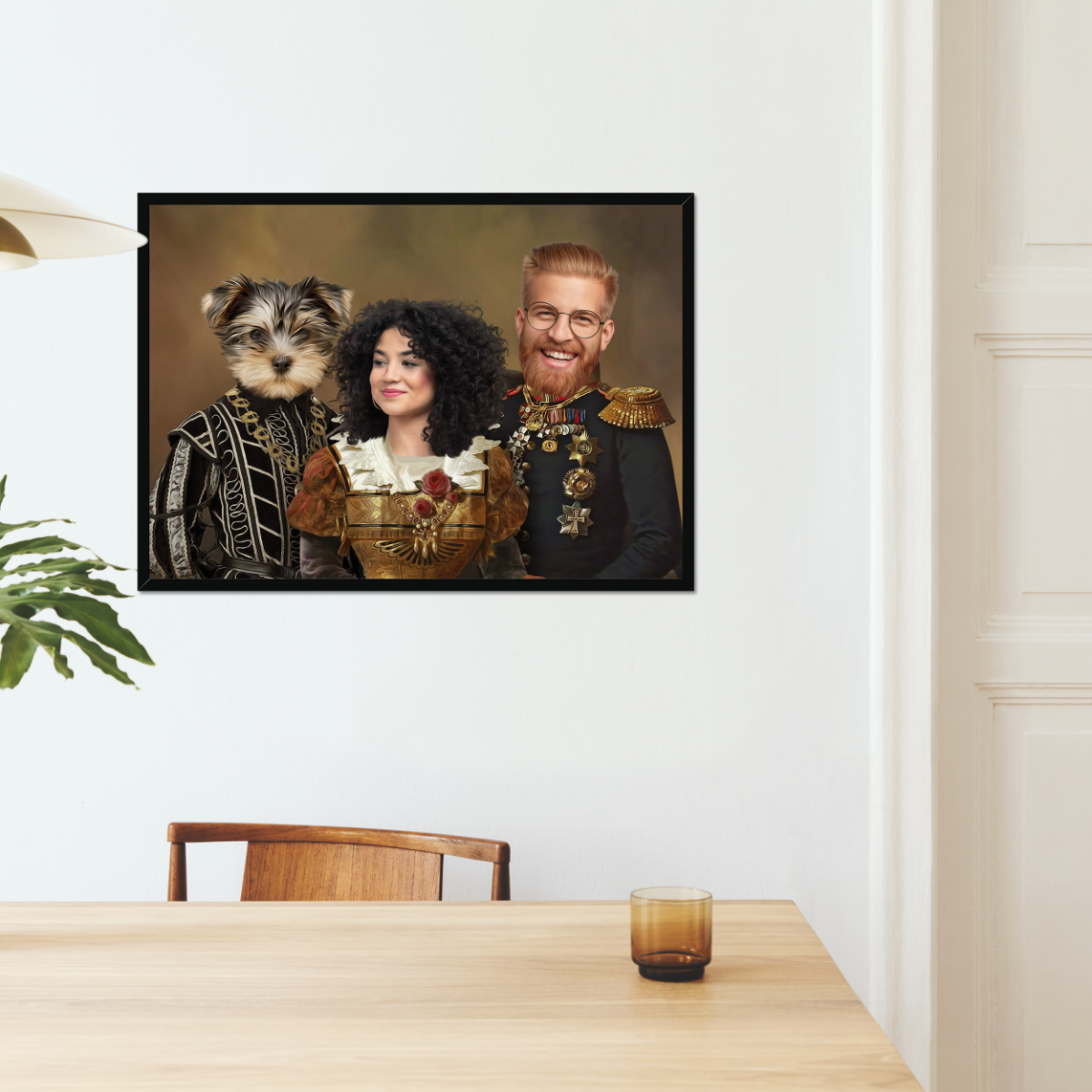 The Nobles: Custom Pet & Owner Framed Print - Paw & Glory, paw and glory, custom pet portraits south africa, dog portraits colorful, personalised dog portrait, dog portrait painting, digital pet paintings, pet portraits black and white, Pet portraits