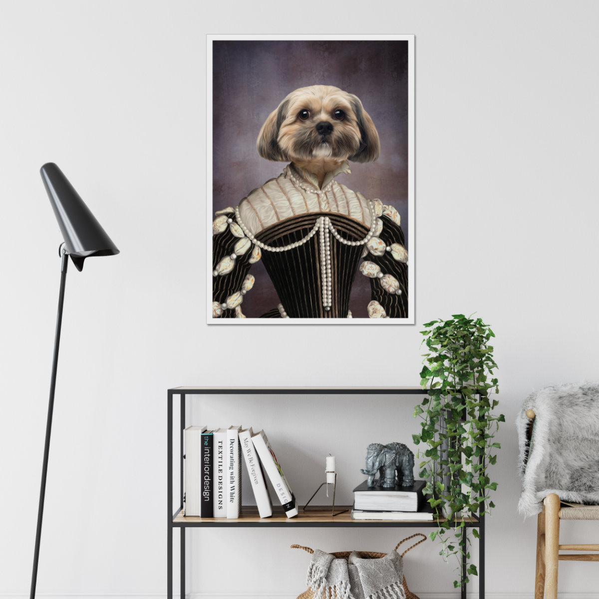 The Marquise: Custom Framed Pet Portrait  - Paw & Glory, paw and glory, pet portraits in oils, personalized pet and owner canvas, hogwarts dog houses, my pet painting, painting pets, aristocrat dog painting, pet portrait