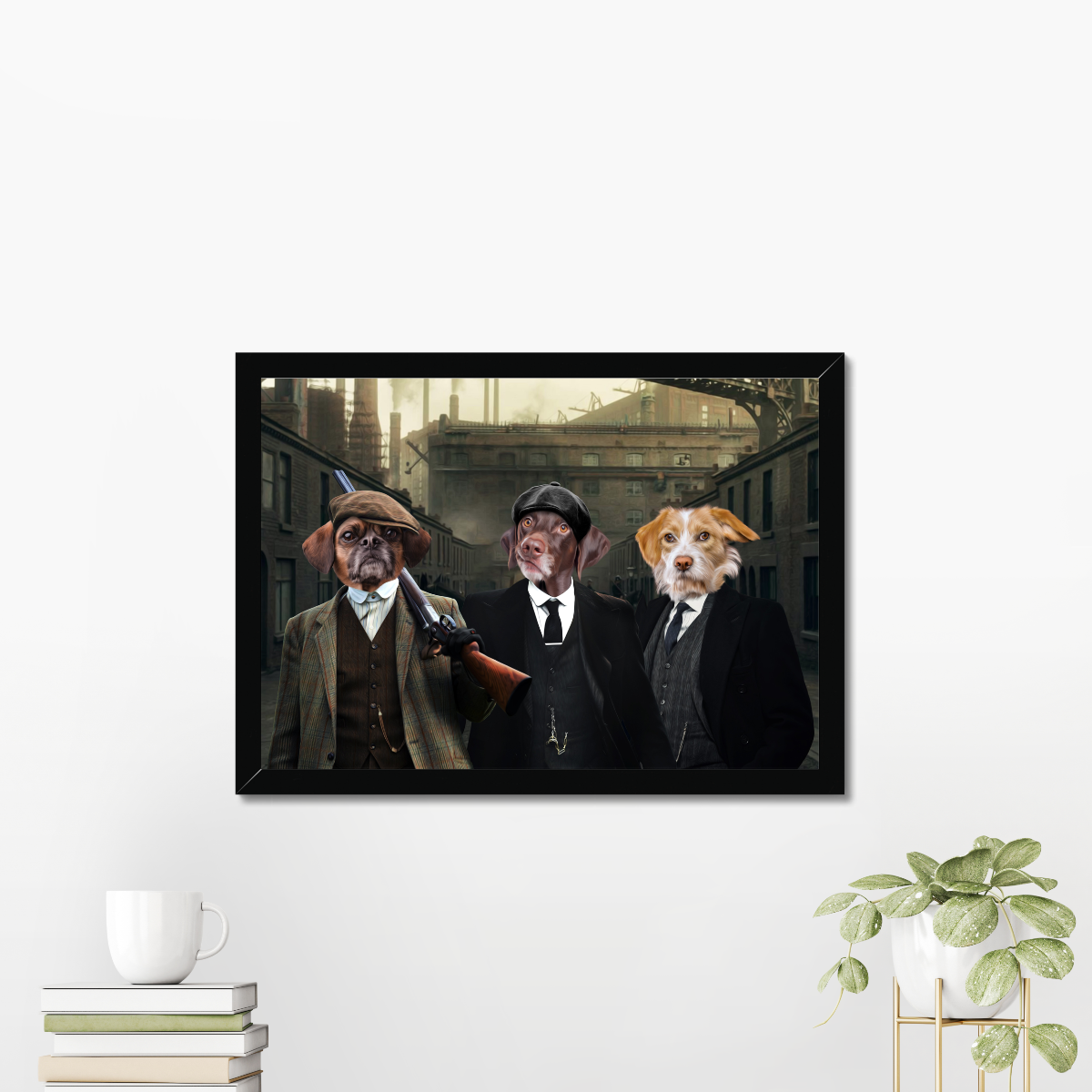 The 3 Brothers (Peaky Blinders Inspired): Custom Pet Portrait - Paw & Glory, paw and glory, in home pet photography, cat picture painting, best dog paintings, dog portrait painting, original pet portraits, louvenir pet portrait, pet portrait
