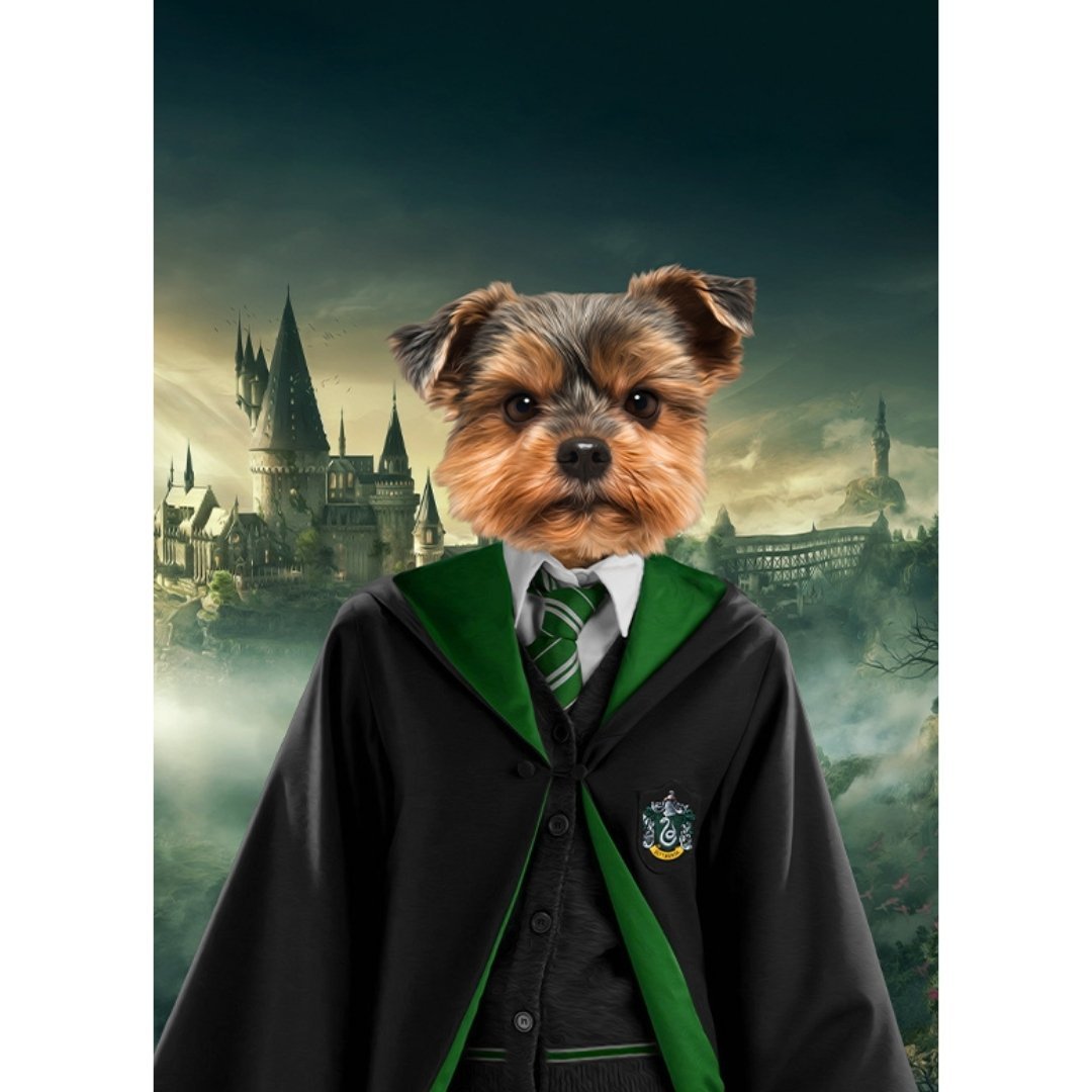 Slytherin (Harry Potter Inspired): Custom Pet Digital Portrait - Paw & Glory, pawandglory, in home pet photography, pet portraits in oils, admiral pet portrait, best dog artists, dog portrait painting, pet portraits black and white, pet portraits