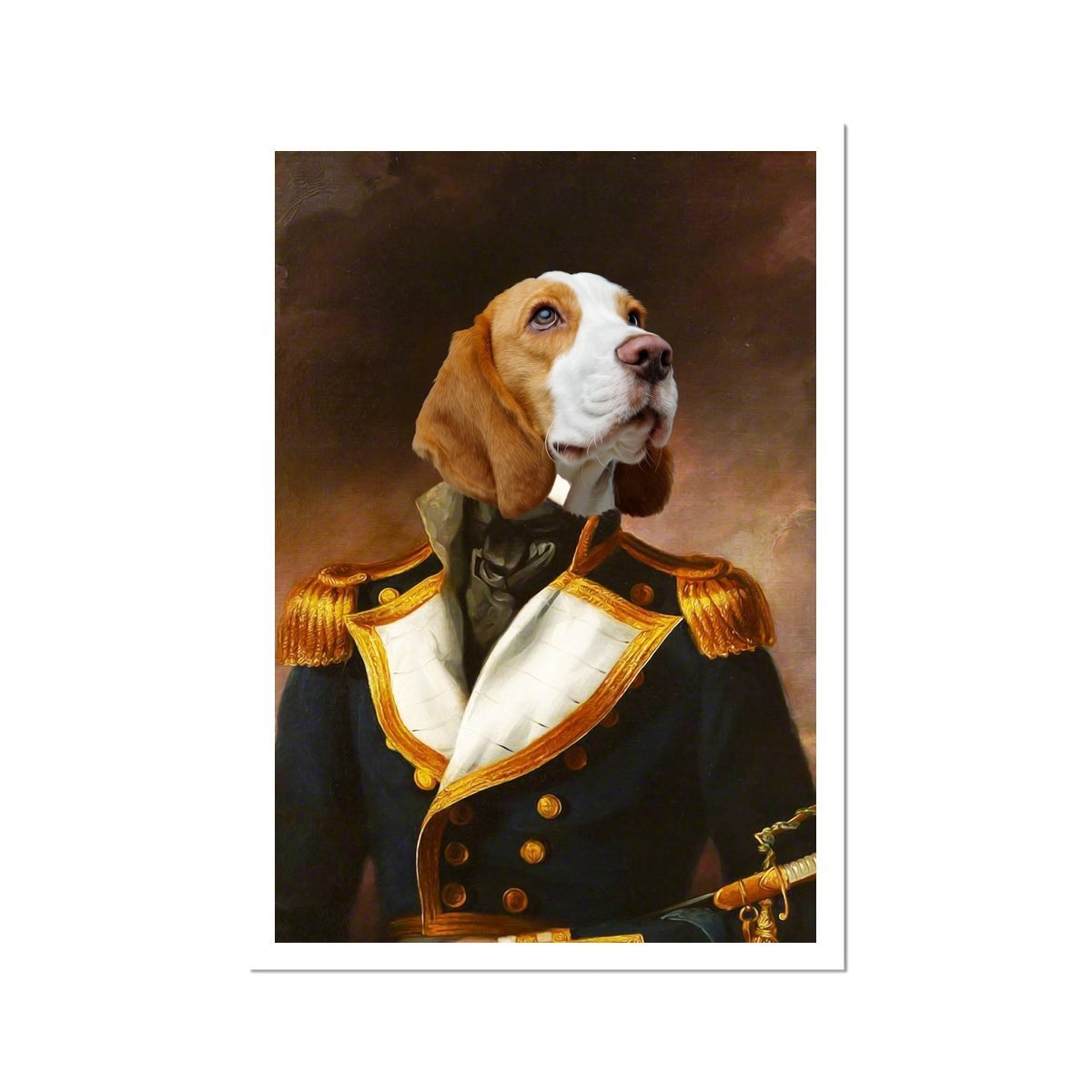 The Admiral: Custom Pet Poster - Paw & Glory - #pet portraits# - #dog portraits# - #pet portraits uk#paw & glory, pawandglory, dog astronaut photo, personalized pet and owner canvas, small dog portrait, custom pet painting, pet portraits usa, pet portraits usa, pet portrait