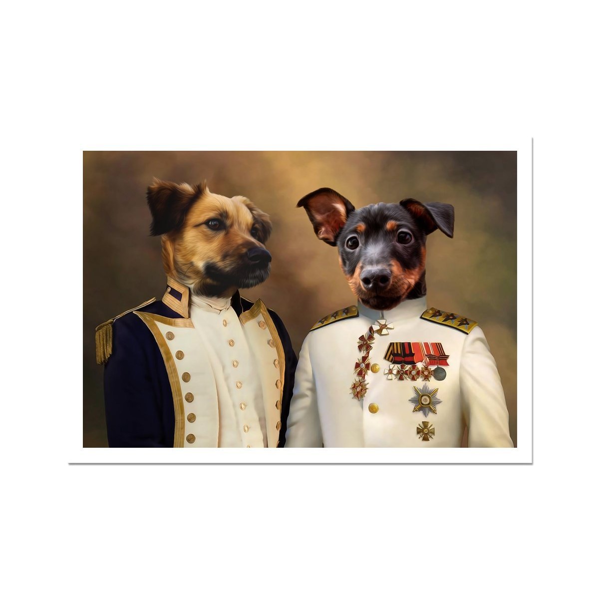 The Admiral & The Sargent: Custom Pet Poster - Paw & Glory - #pet portraits# - #dog portraits# - #pet portraits uk#Paw & Glory, paw and glory, aristocrat dog painting, admiral pet portrait, custom pet paintings, pet portraits, animal portrait pictures, pet portrait