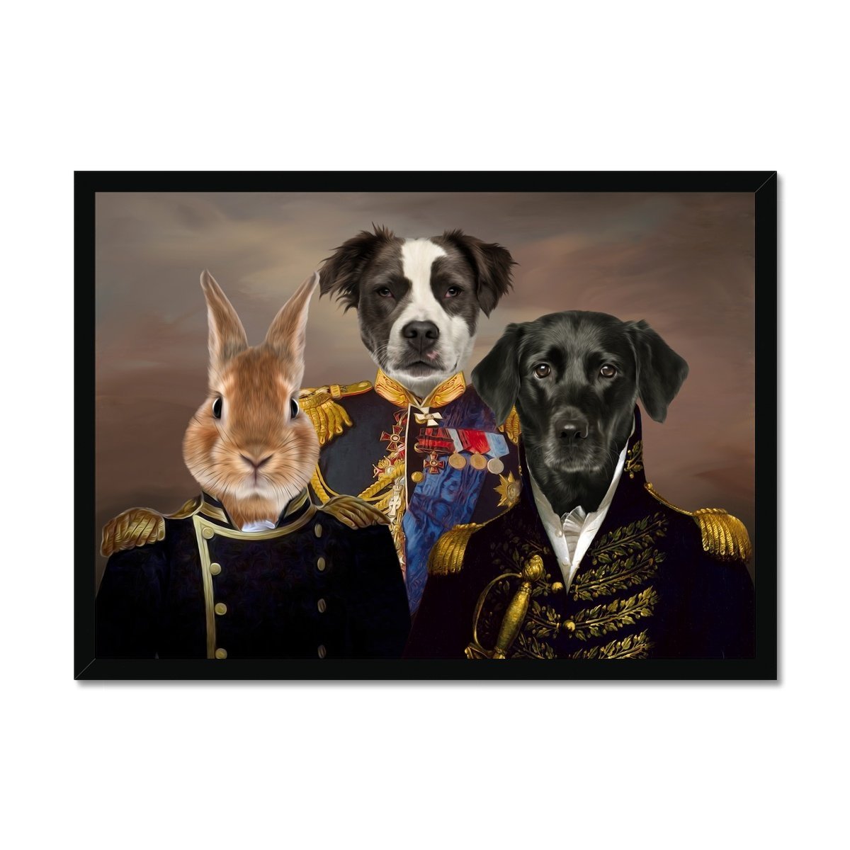 The Brigade: Custom 3 Pet Portrait - Paw & Glory, pawandglory, painting pets, dog portrait painting, admiral dog portrait, dog portraits colorful, original pet portraits, best dog paintings, pet portrait