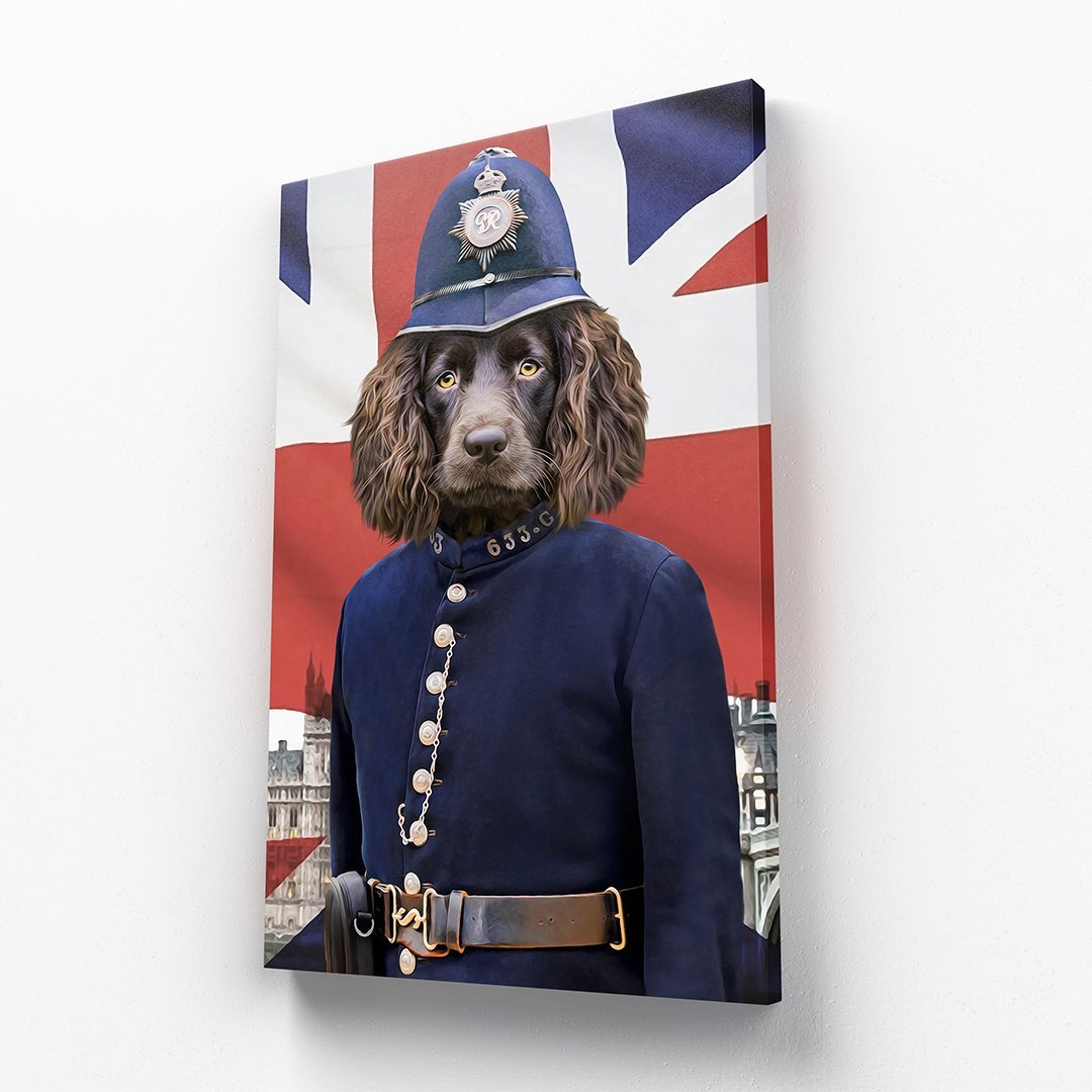 The British Police Officer: Custom Pet Canvas - Paw & Glory - #pet portraits# - #dog portraits# - #pet portraits uk#paw & glory, pet portraits canvas,personalised dog canvas, best pet canvas art, custom pet canvas prints, pet custom canvas, personalised dog canvas uk
