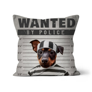 The Criminal: Custom Pet Throw Pillow - Paw & Glory - #pet portraits# - #dog portraits# - #pet portraits uk#paw & glory, pet portraits pillow,dog memory pillow, pillow with pet picture, dog on pillow, dog memory pillow, pet pillow