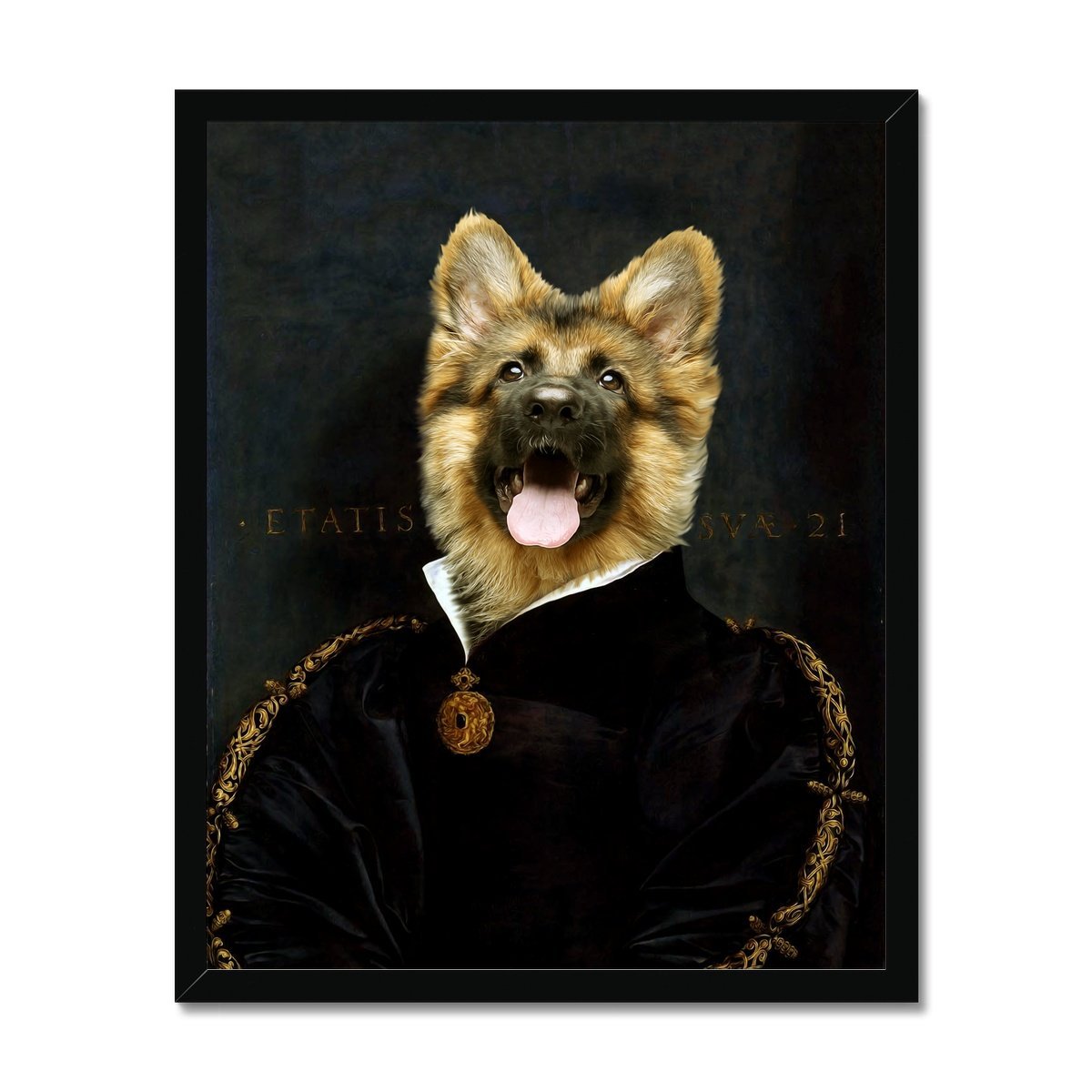 The Duchess: Custom Framed Pet Portrait - Paw & Glory, paw and glory, dog astronaut photo, pet portrait admiral, animal portrait pictures, painting pets, dog portraits as humans, pet portraits